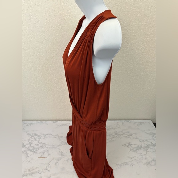 24/7 Maurices Stretch Short Sleeve front Romper Sz S Burgundy Elastic Waist - Picture 2 of 8